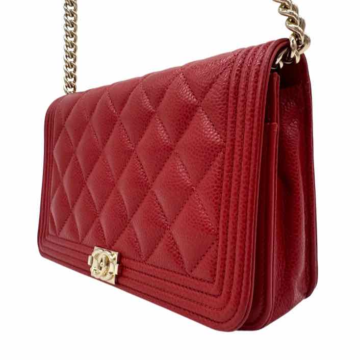 CHANEL Quilted Caviar Boy Wallet On Chain (Pre-Owned)