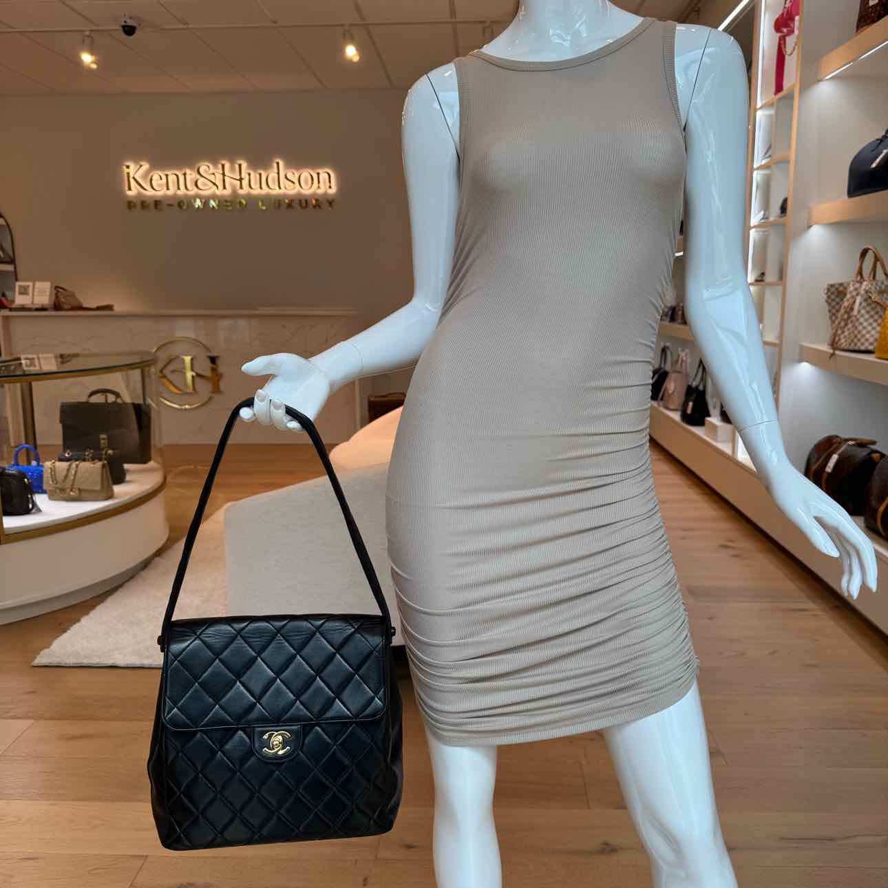 CHANEL Quilted Lambskin Double Sided Tall Flap Black