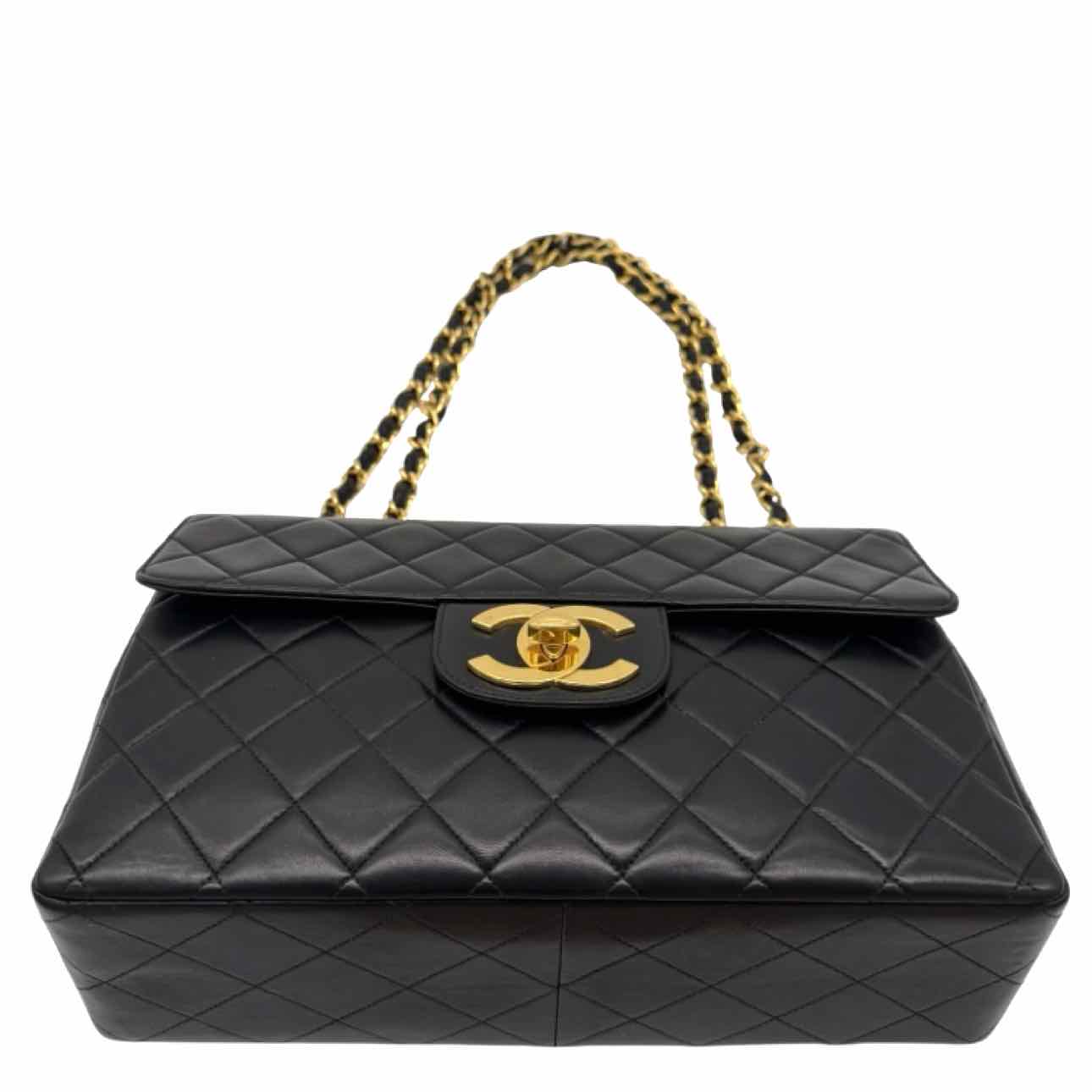 CHANEL Quilted Lambskin Jumbo Classic Flap Bag Black