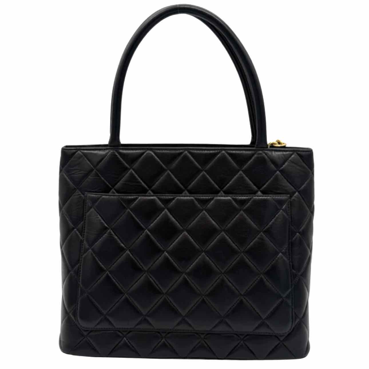 CHANEL Quilted Lambskin Medallion Tote Black