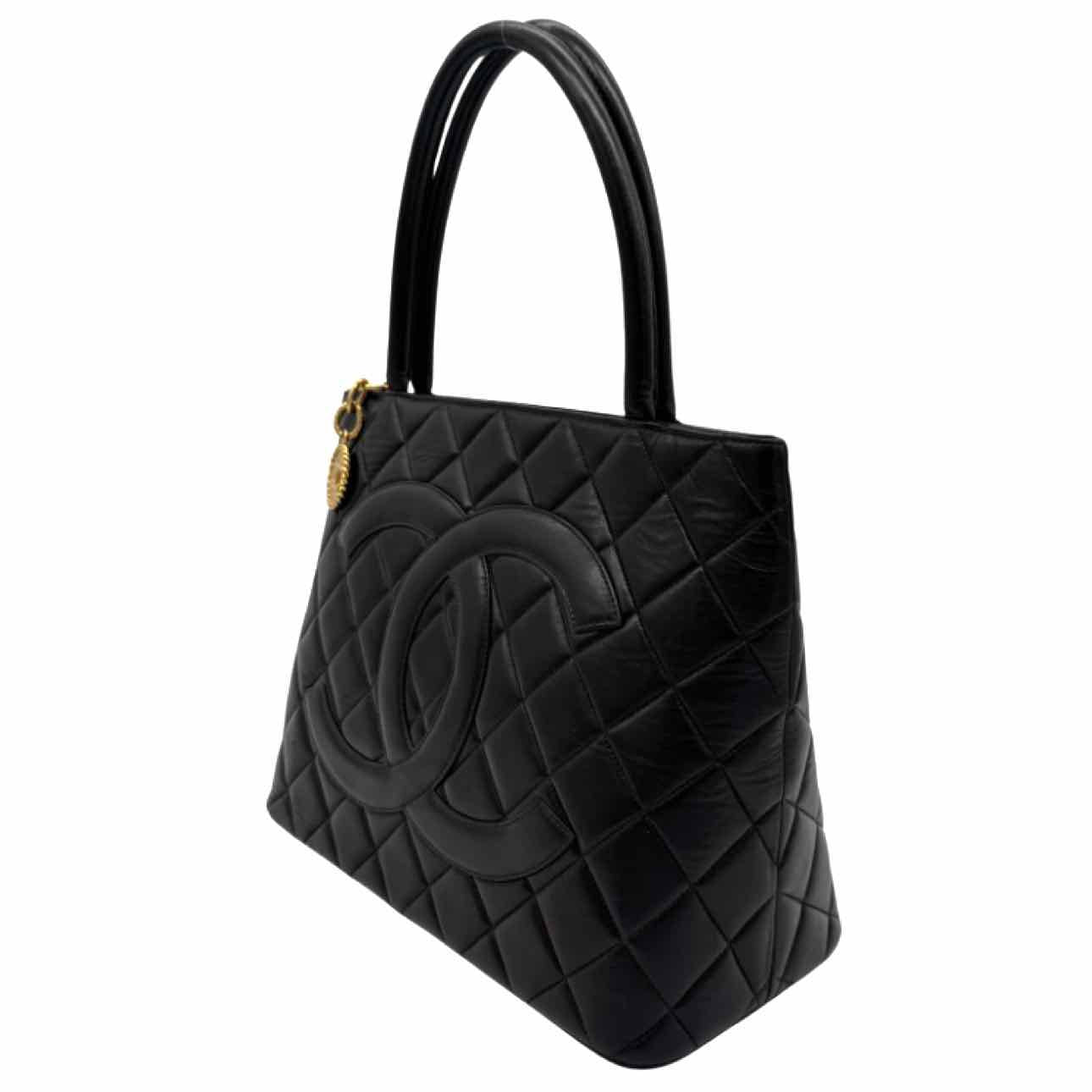 CHANEL Quilted Lambskin Medallion Tote Black
