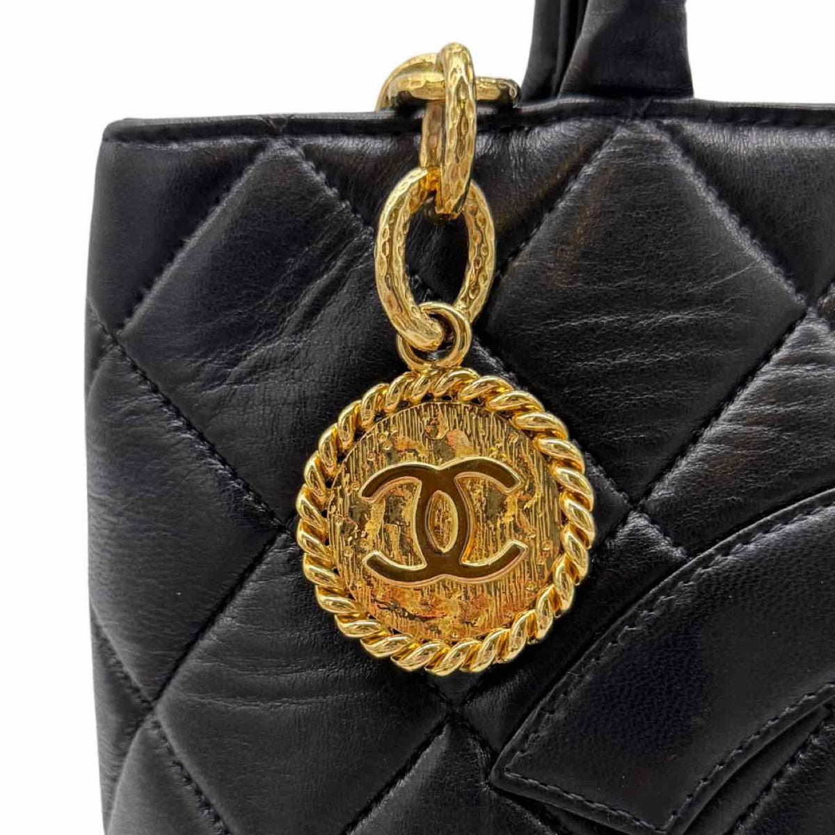CHANEL Quilted Lambskin Medallion Tote Black