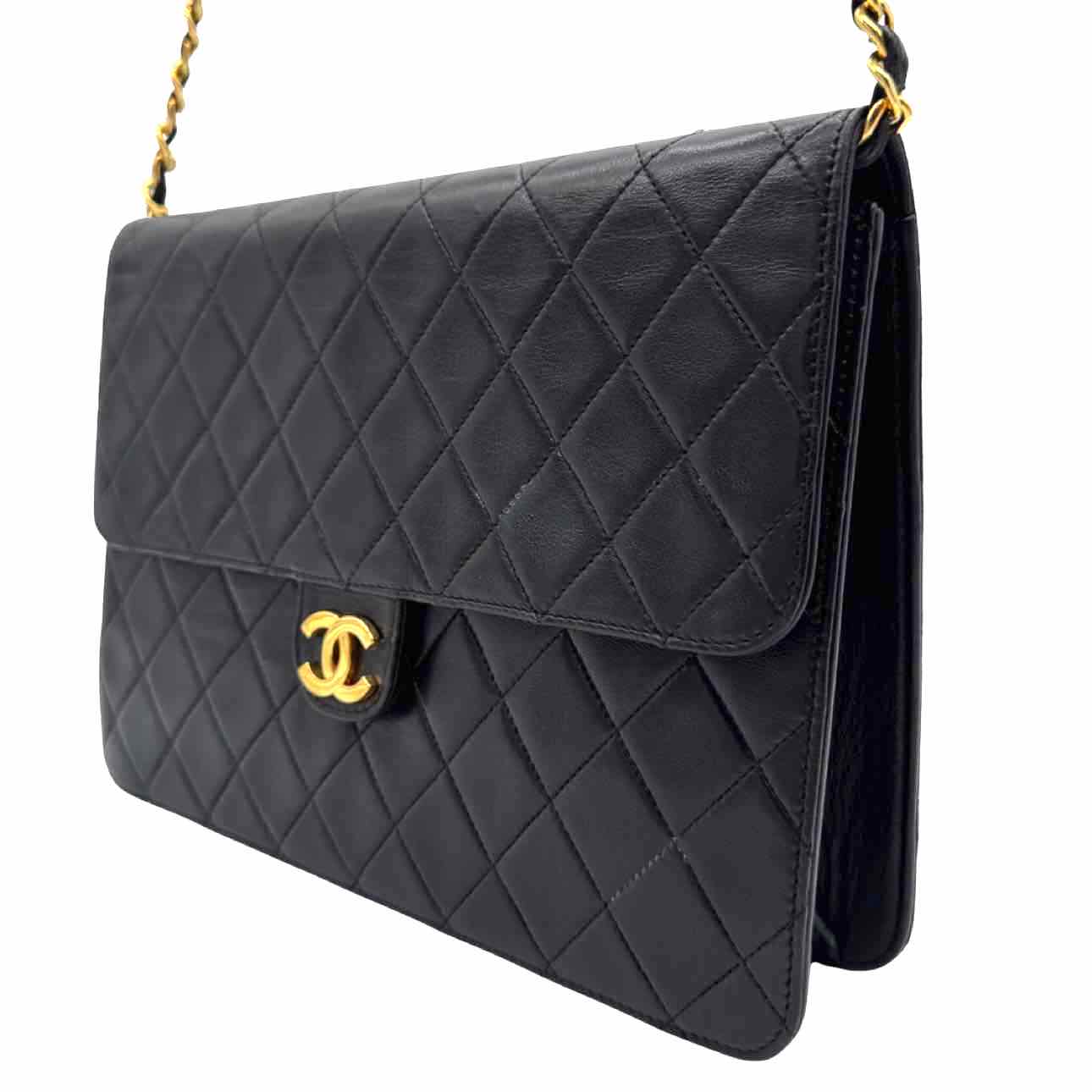 CHANEL Quilted Lambskin Push Lock Small Single Flap Back