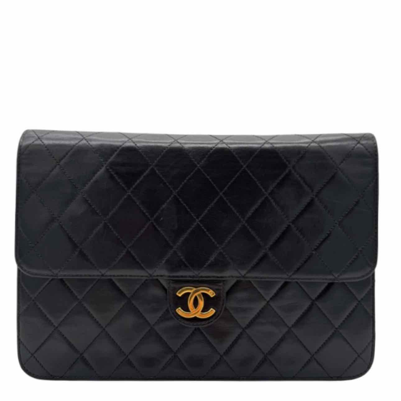 CHANEL Quilted Lambskin Push Lock Small Single Flap Black
