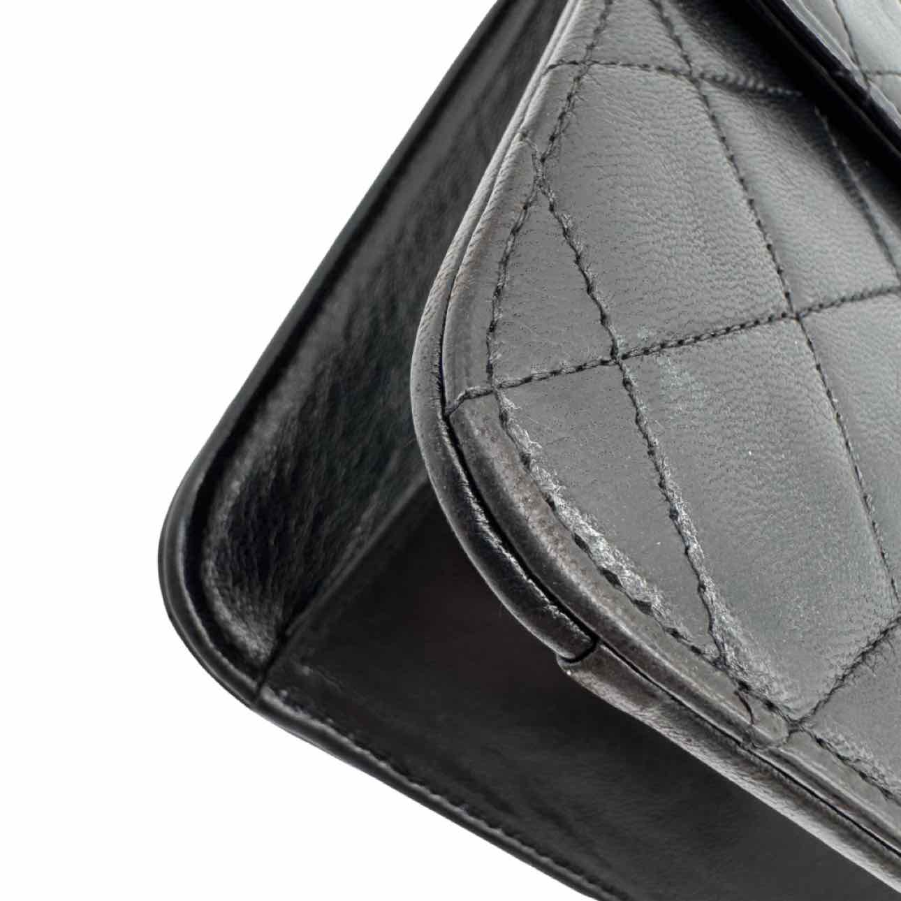 CHANEL Quilted Lambskin Push Lock Small Single Flap Black