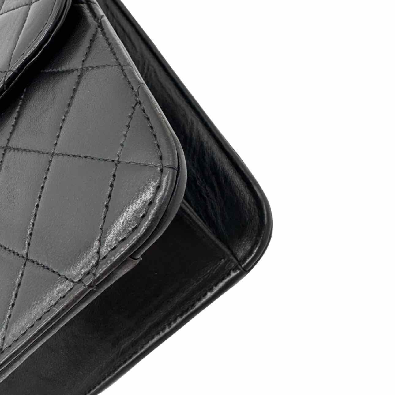 CHANEL Quilted Lambskin Push Lock Small Single Flap Black
