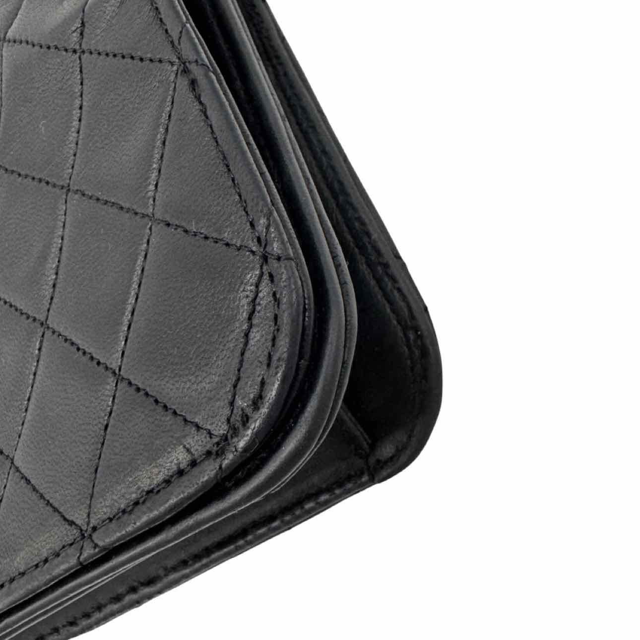 CHANEL Quilted Lambskin Push Lock Small Single Flap Back