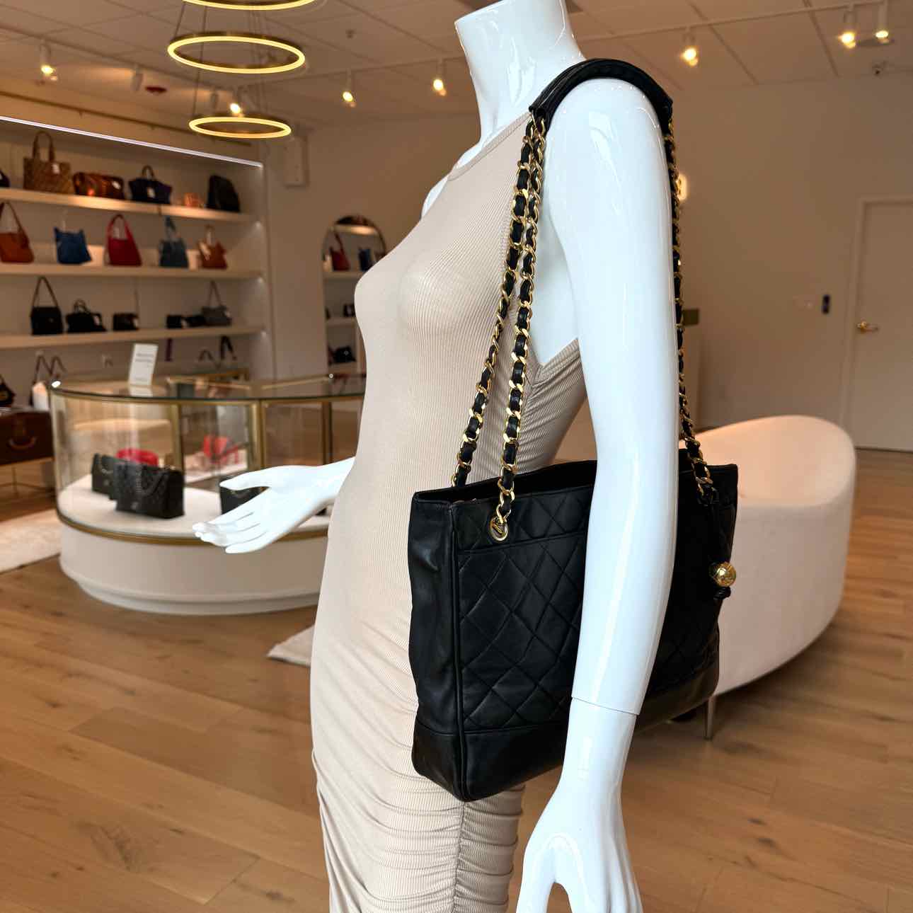 CHANEL Quilted Lambskin Shopping Bag