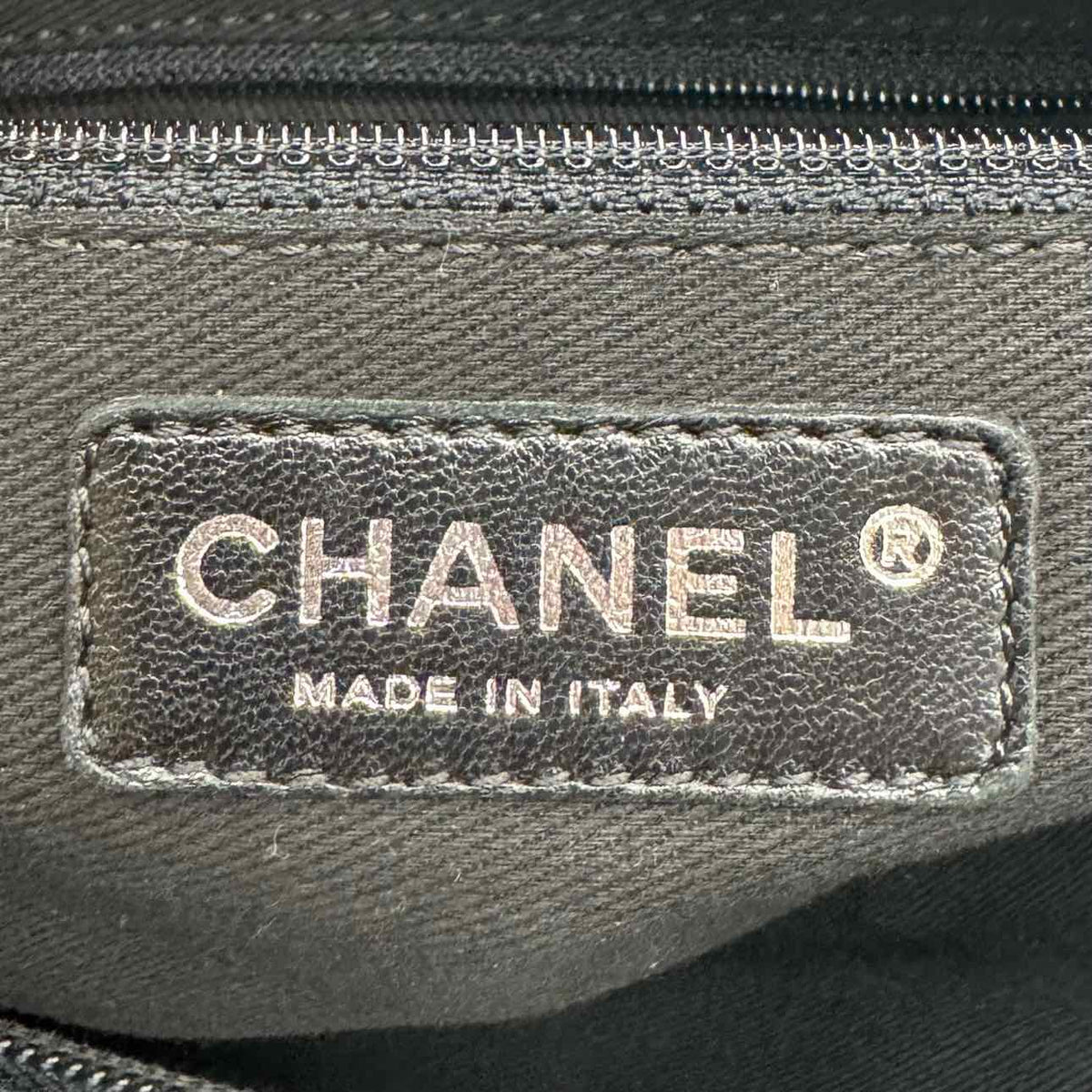 CHANEL Quilted Nylon Calfskin CC Paris New York Tote Bag Black