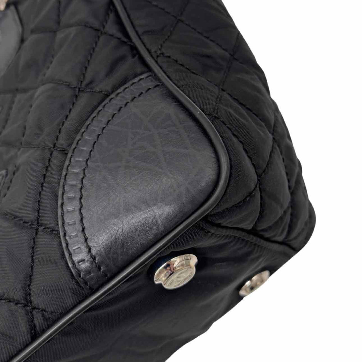 CHANEL Quilted Nylon Calfskin CC Paris New York Tote Bag Black