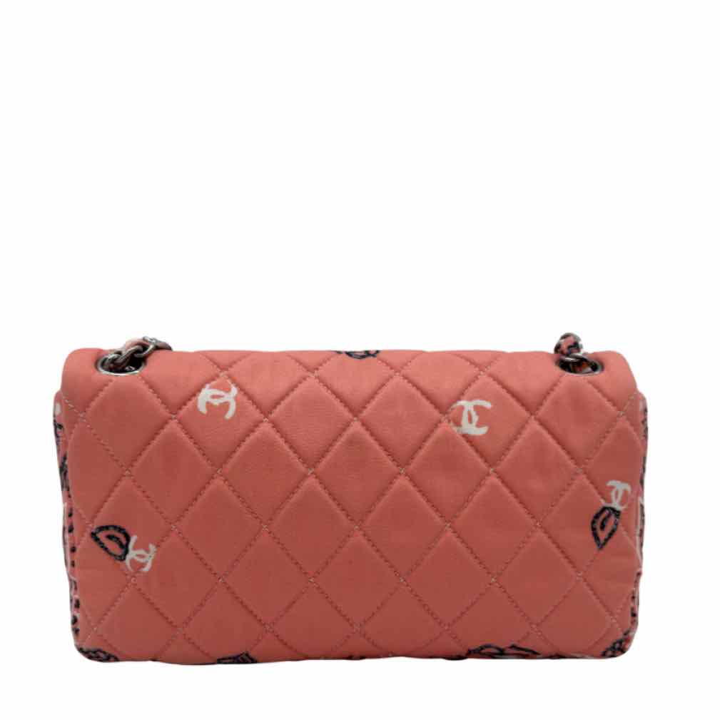 CHANEL Small Camellia Bandana Flap Chain Shoulder Bag Pink Silver HW (Pre-Owned)