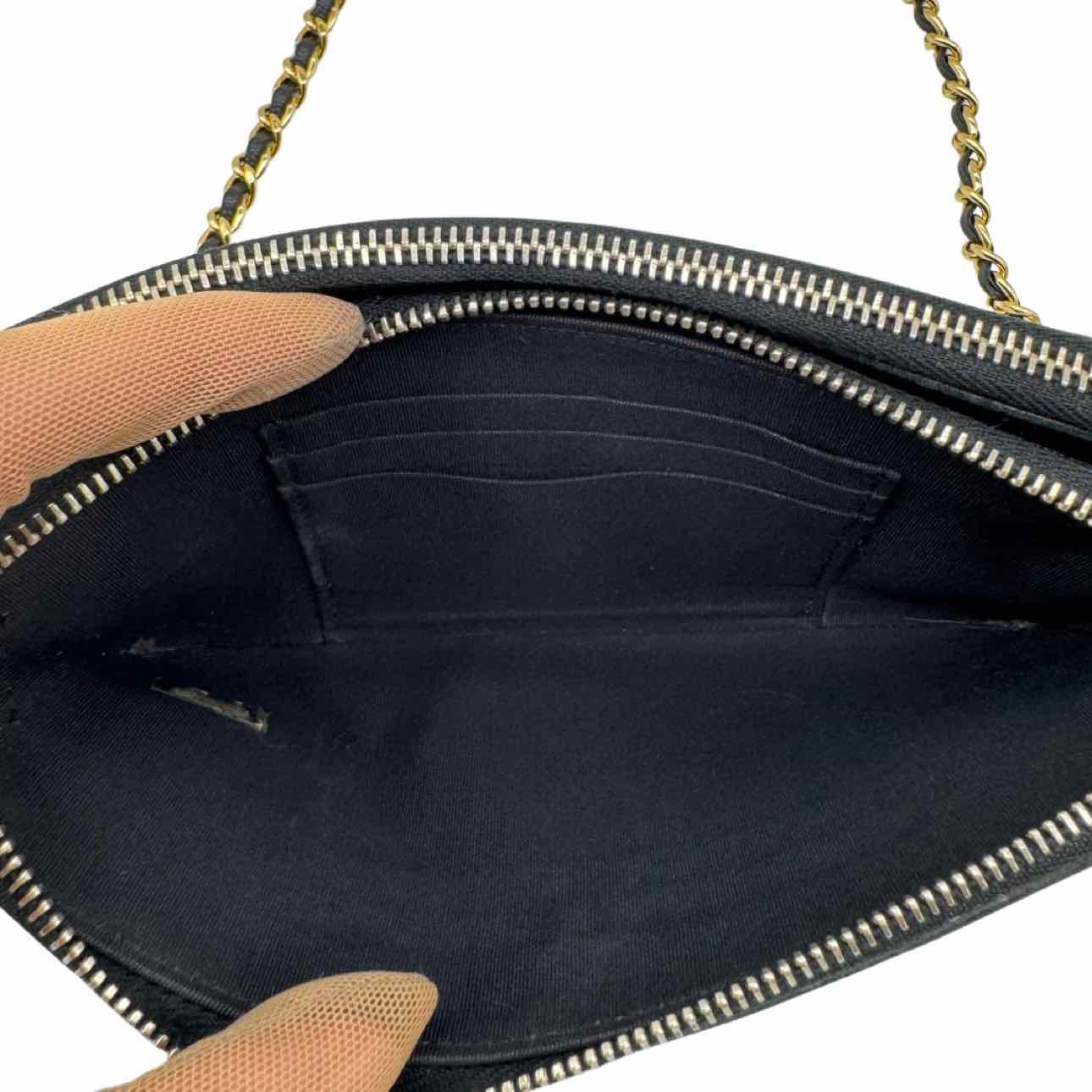 CHANEL Studded Lambskin Wallet On Chain Black