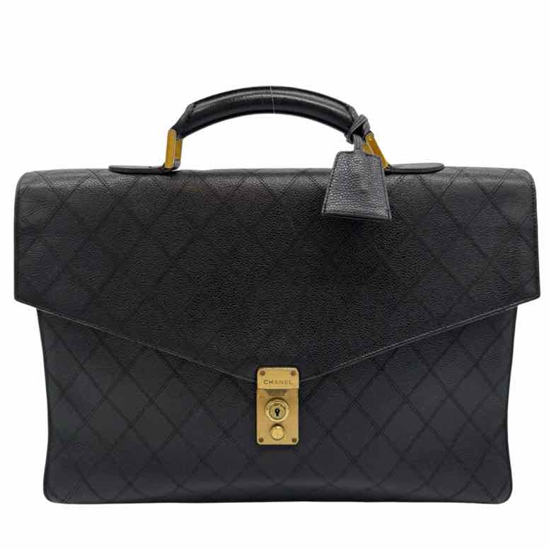 CHANEL Vintage Matelasse Cavier Briefcase Black