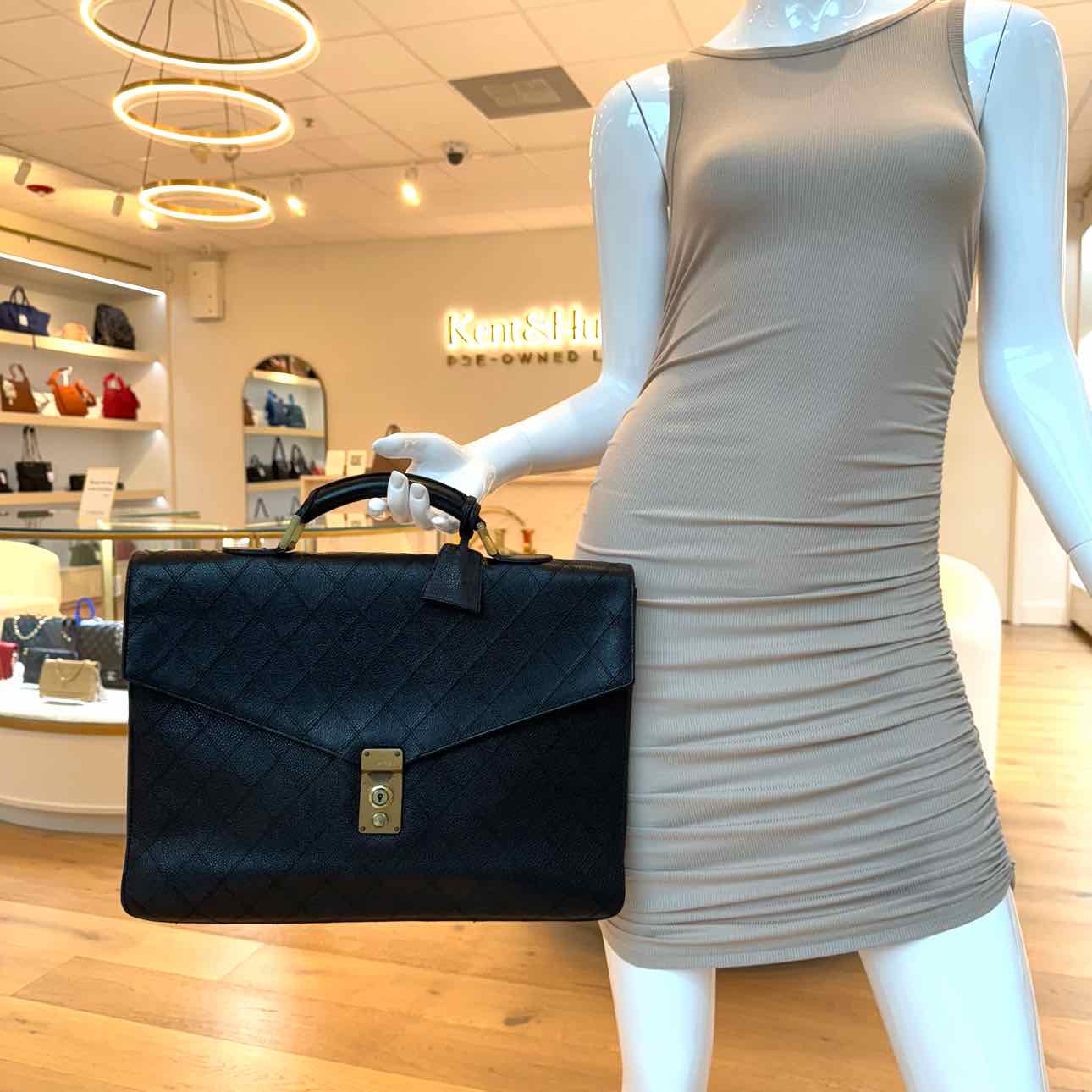 CHANEL Vintage Matelasse Cavier Briefcase Black