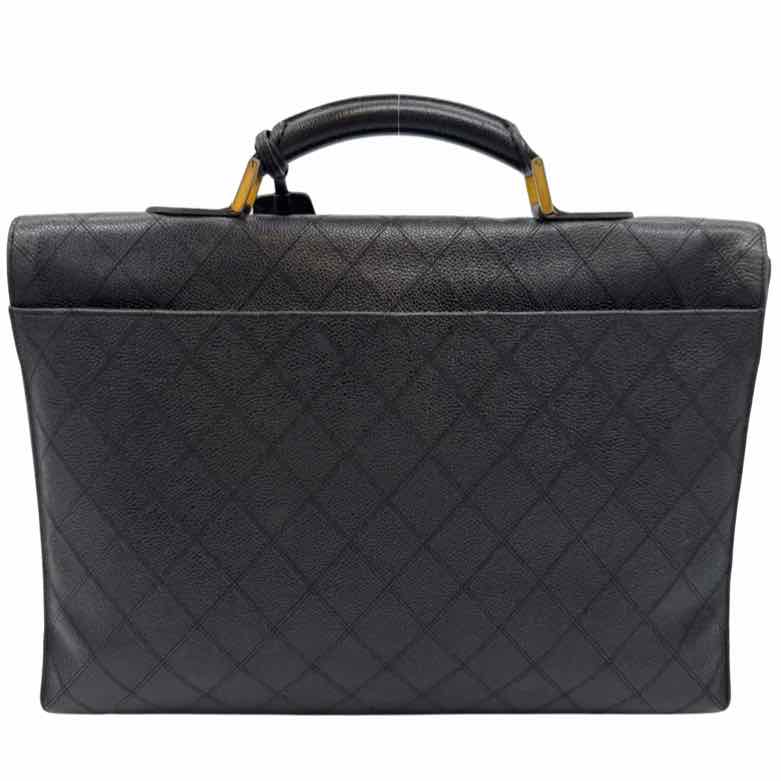 CHANEL Vintage Matelasse Cavier Briefcase Black