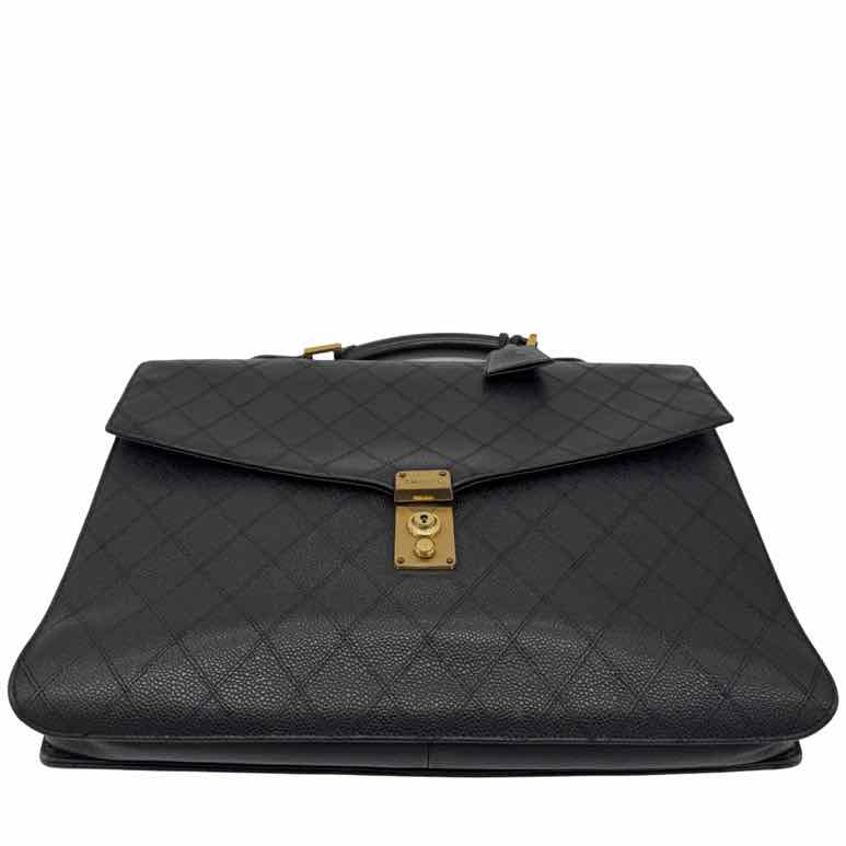 CHANEL Vintage Matelasse Cavier Briefcase Black
