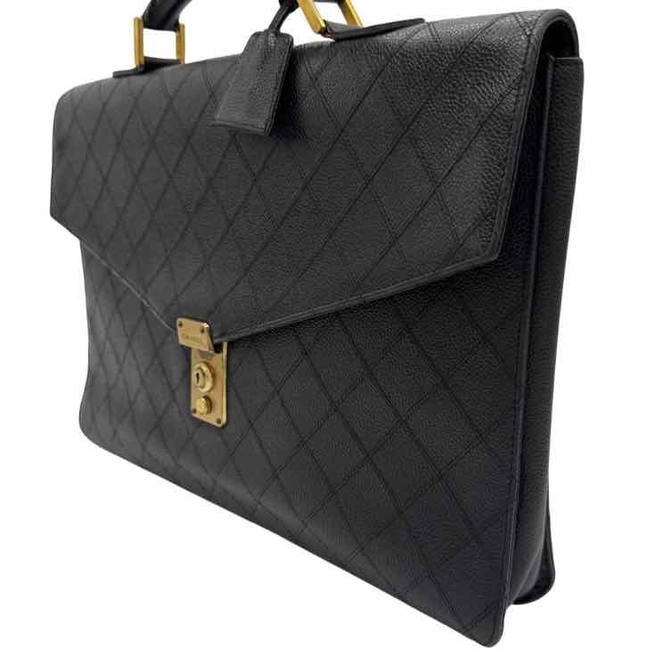 CHANEL Vintage Matelasse Cavier Briefcase Black