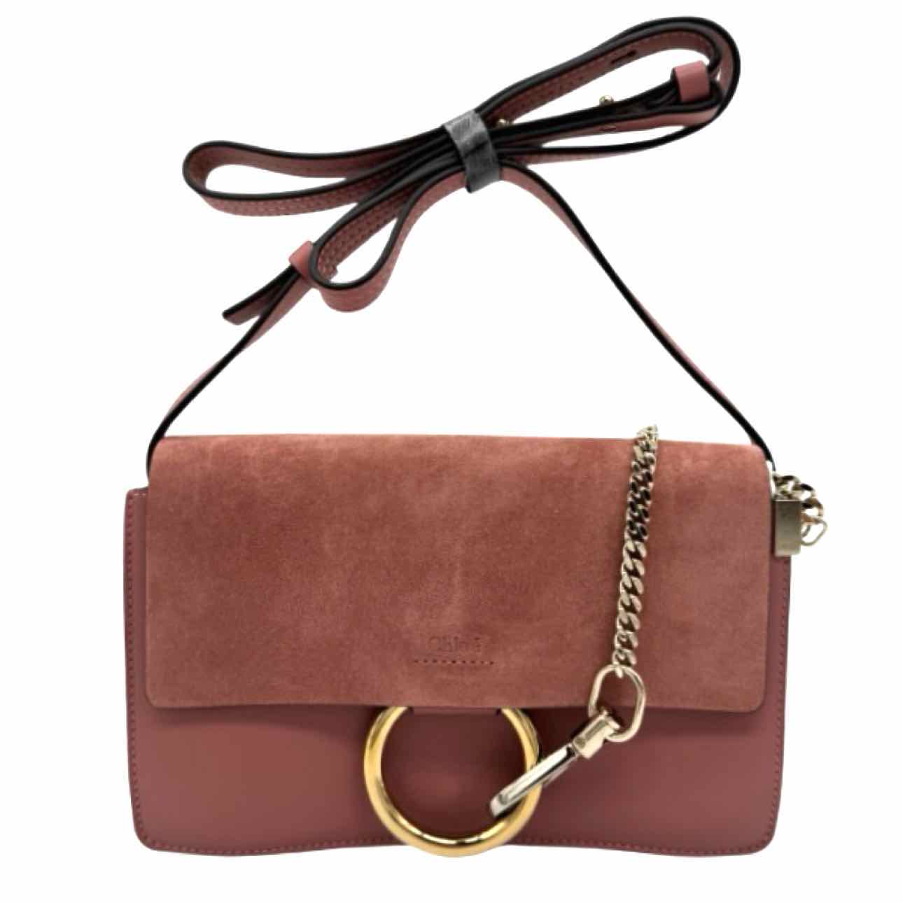 CHLOE Calfskin Leather Small Faye Shoulder Bag Motty Gray