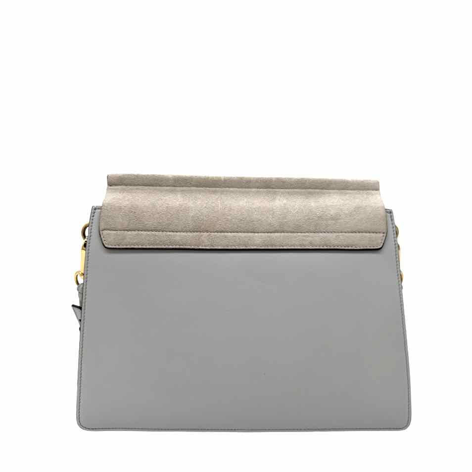 CHLOE Calfskin Suede Medium Faye Shoulder Bag Airy Grey (Pre-Owned)