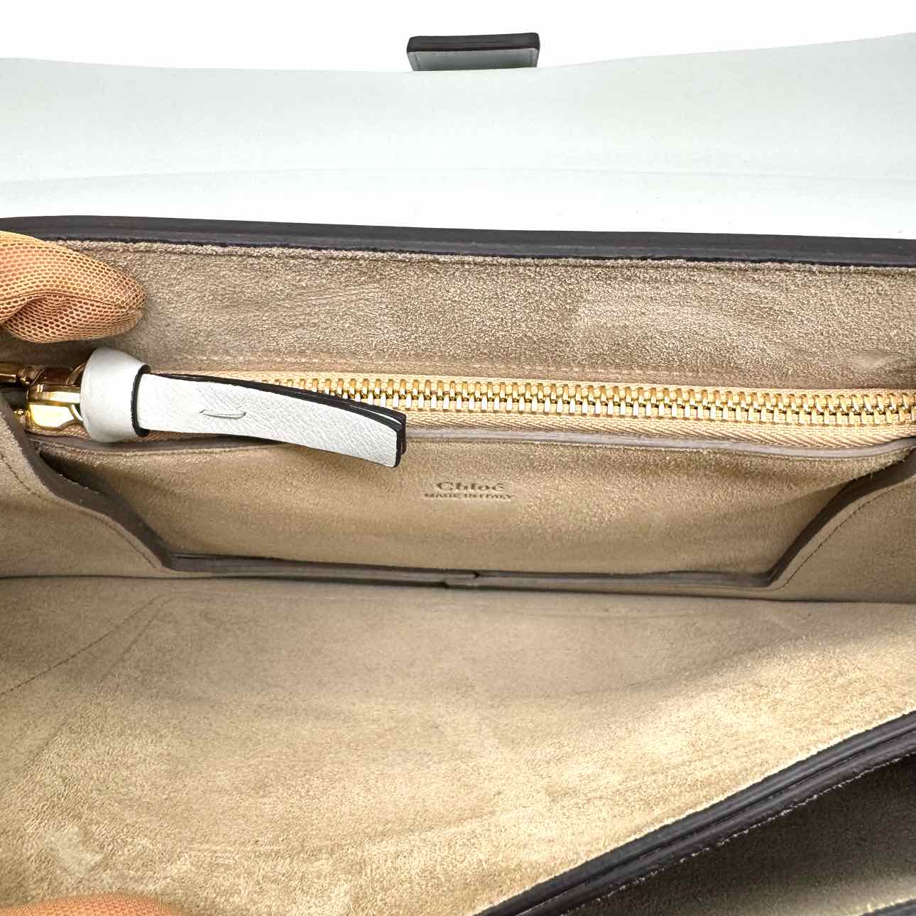 CHLOE Calfskin Suede Medium Faye Shoulder Bag Airy Grey (Pre-Owned)
