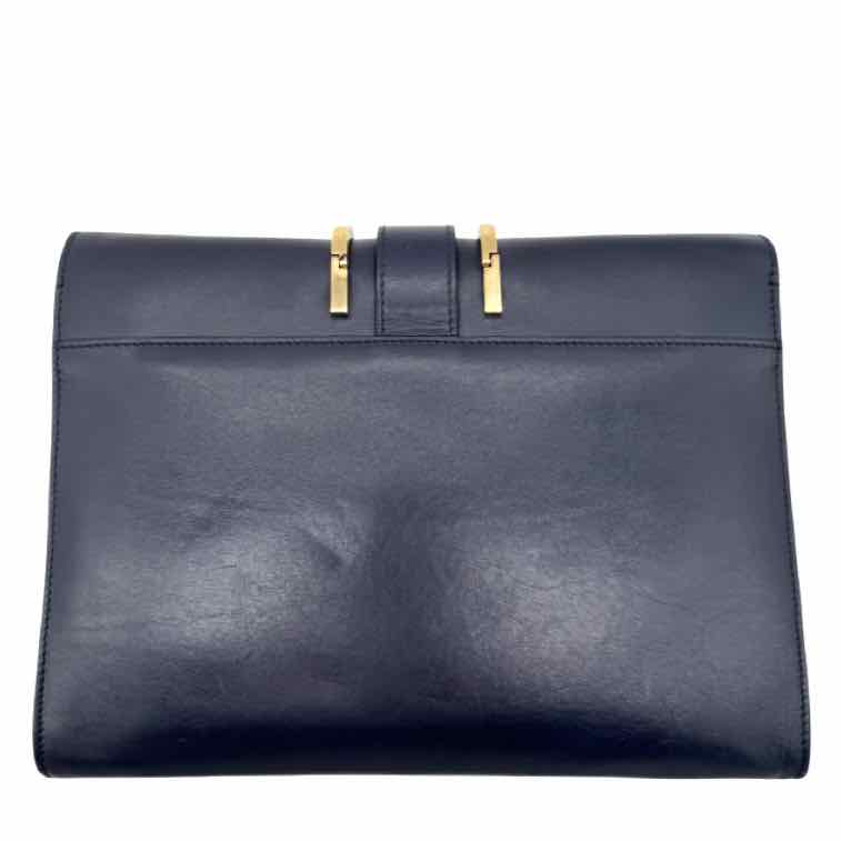 CHLOE Leather Bronte Medium Clutch Navy Blue
