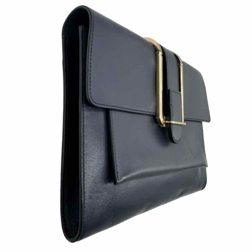 CHLOE Leather Bronte Medium Clutch Navy Blue