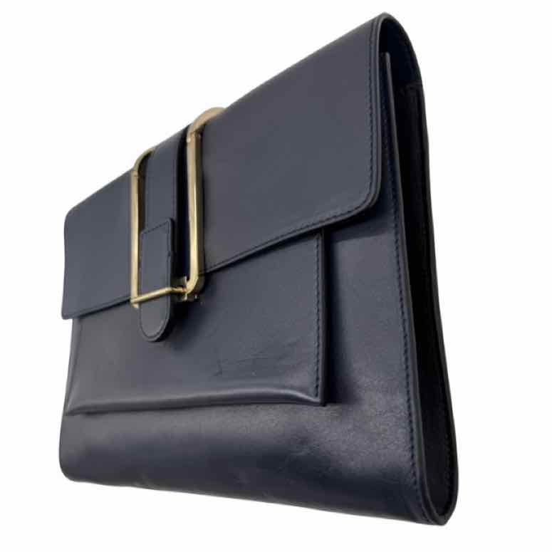CHLOE Leather Bronte Medium Clutch Navy Blue