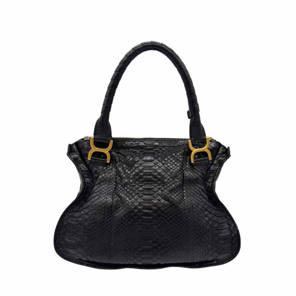 CHLOE Snakeskin Medium Marcie Satchel Black (Pre-Owned)