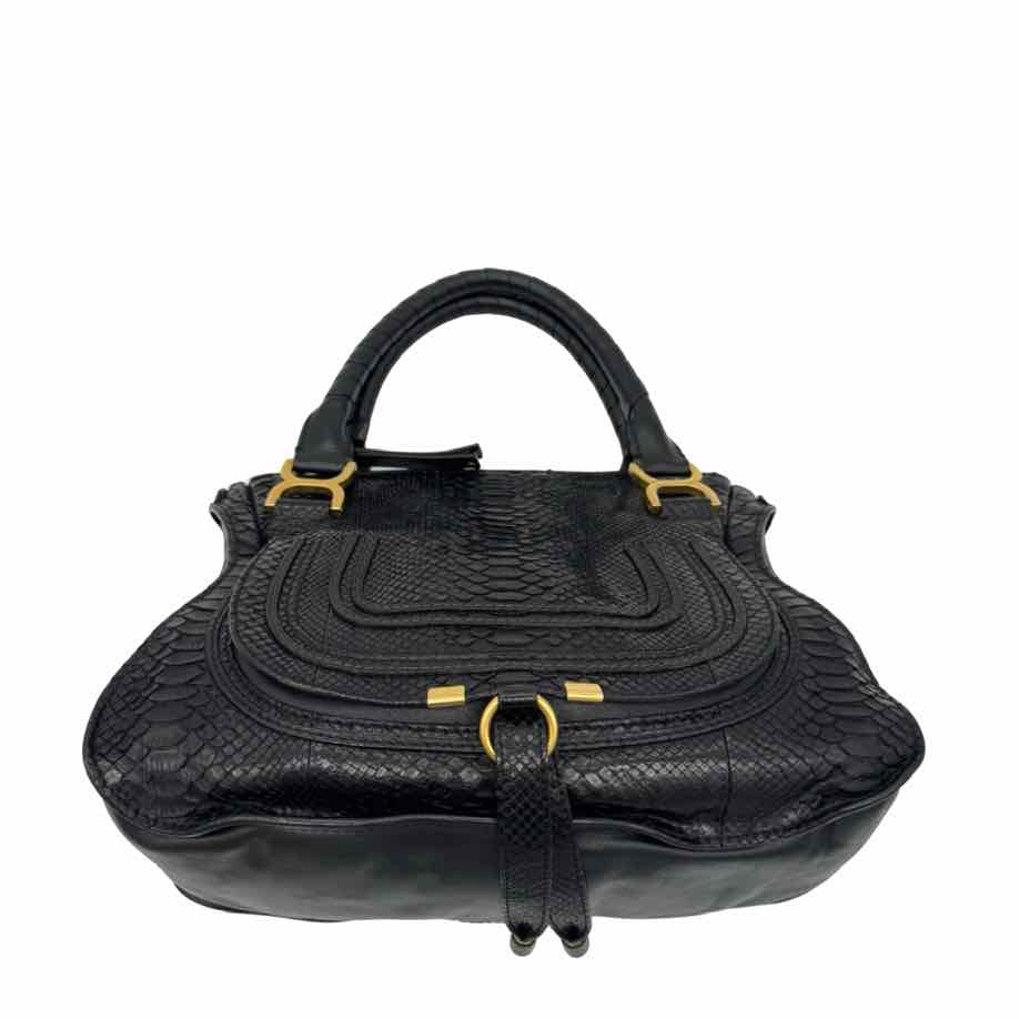 CHLOE Snakeskin Medium Marcie Satchel Black (Pre-Owned)