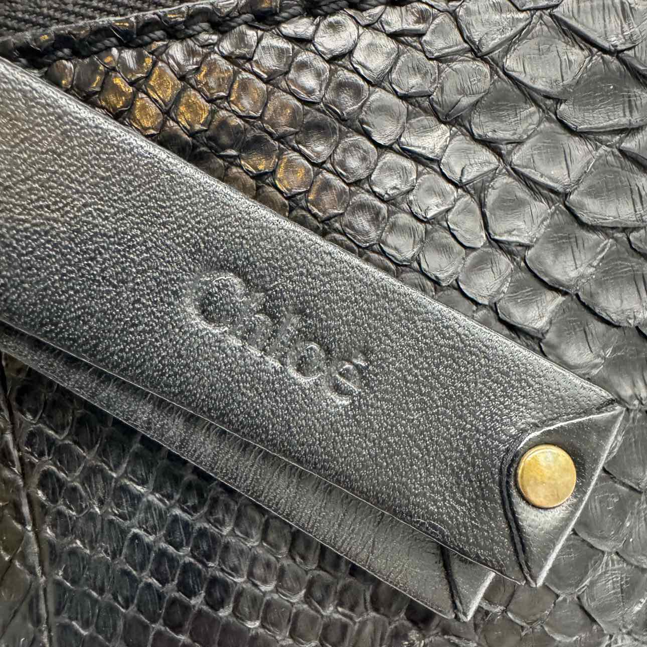 CHLOE Snakeskin Medium Marcie Satchel Black (Pre-Owned)