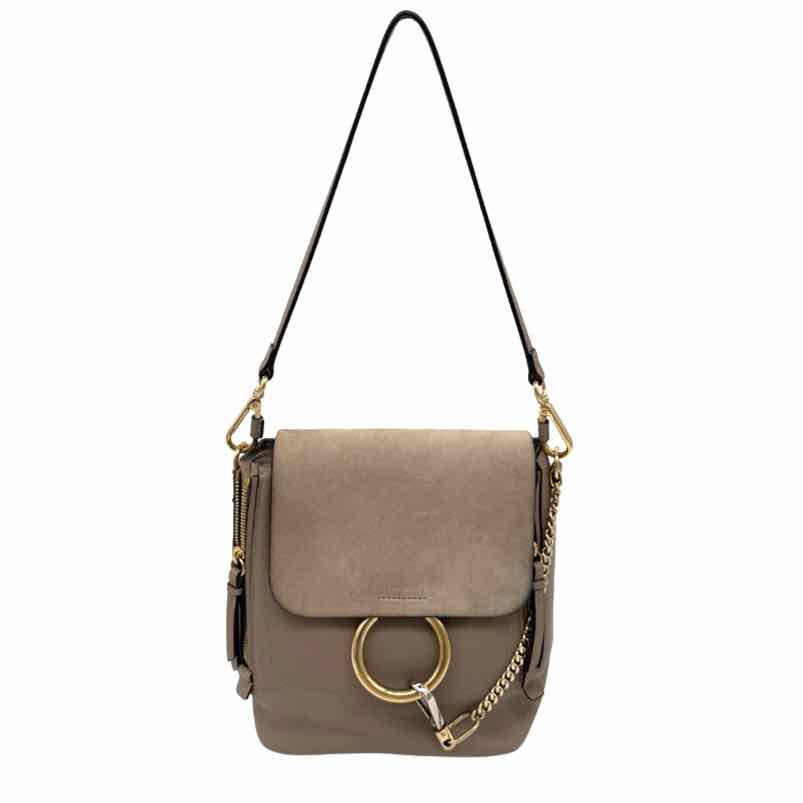 CHLOE Suede Calfskin Faye Backpack Gray (Pre-Owned)