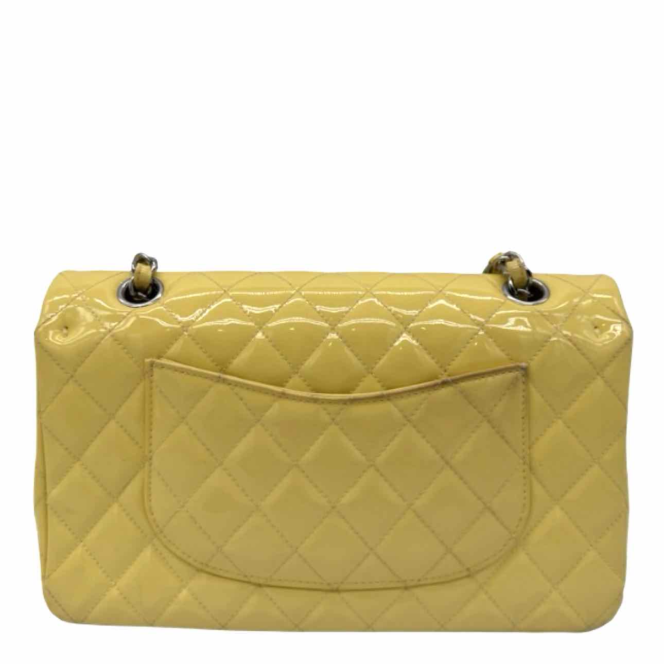 Chanel Patent Quilted Medium Double Flap Yellow