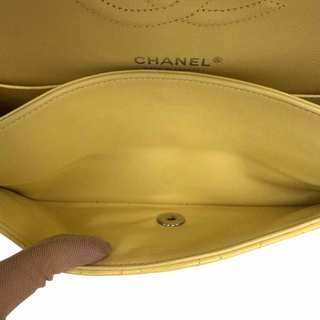 Chanel Patent Quilted Medium Double Flap Yellow