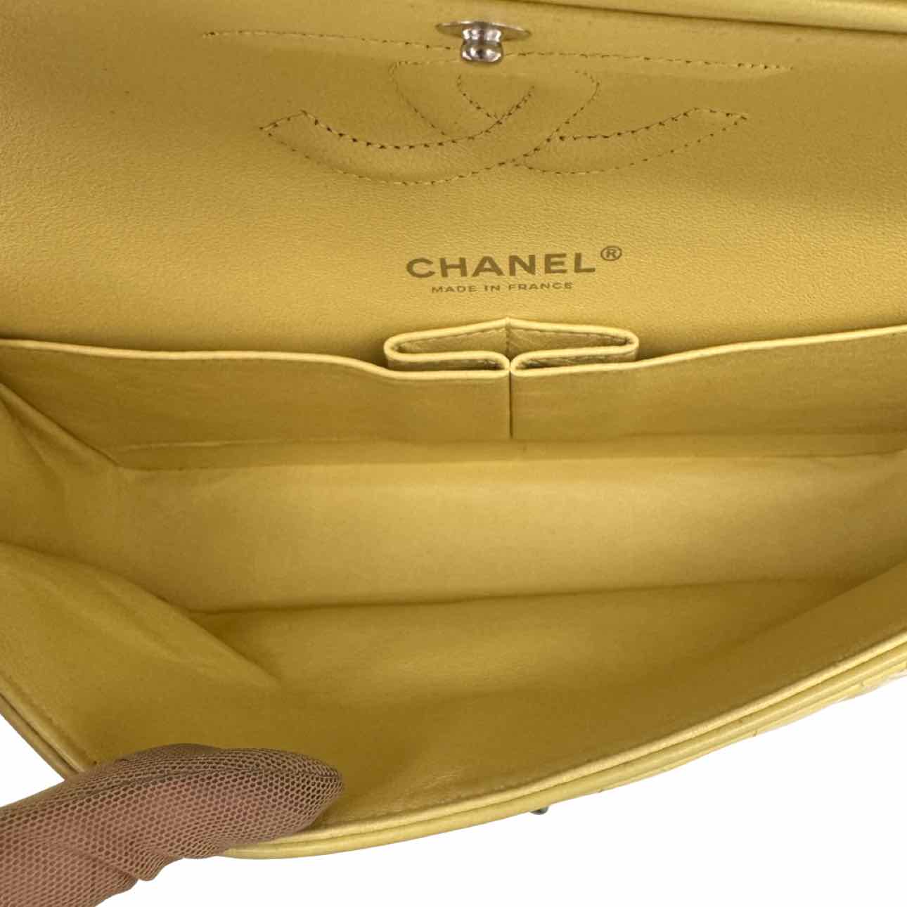 Chanel Patent Quilted Medium Double Flap Yellow
