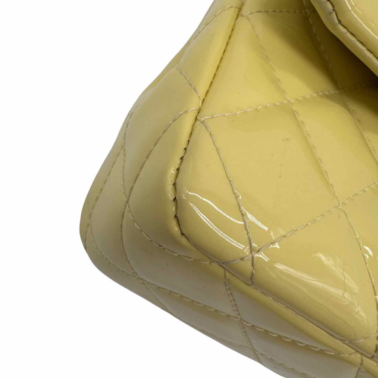 Chanel Patent Quilted Medium Double Flap Yellow