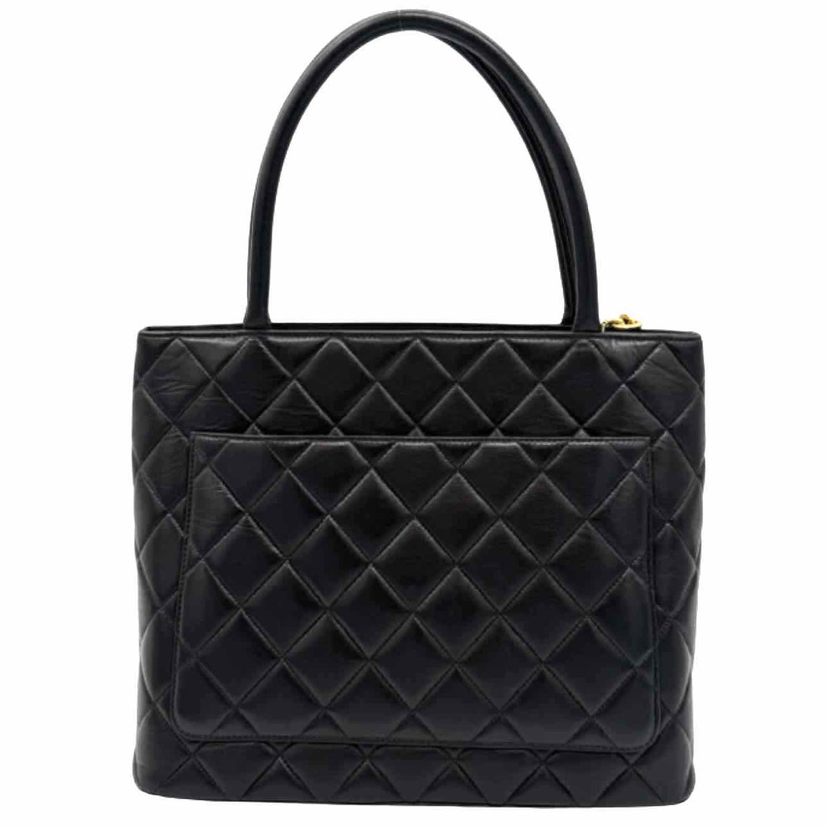 CHANEL Quilted Lambskin Medallion Tote Black