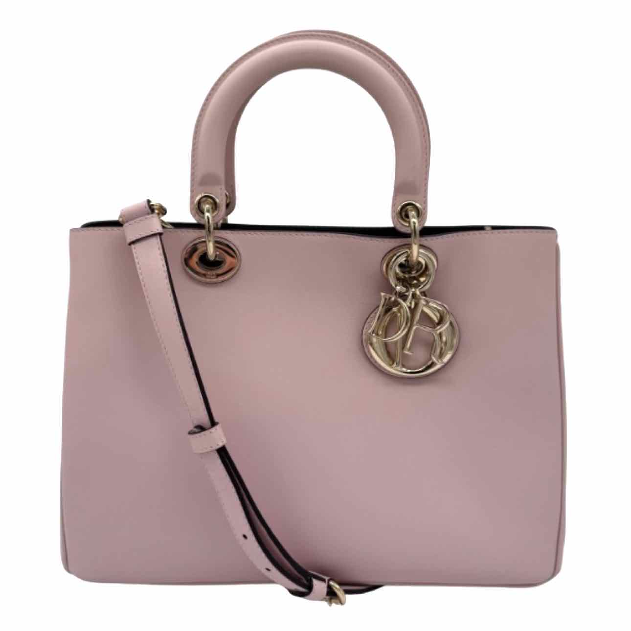 DIOR Calfskin Leather Medium Diorissimo Tote Bag Powder Pink