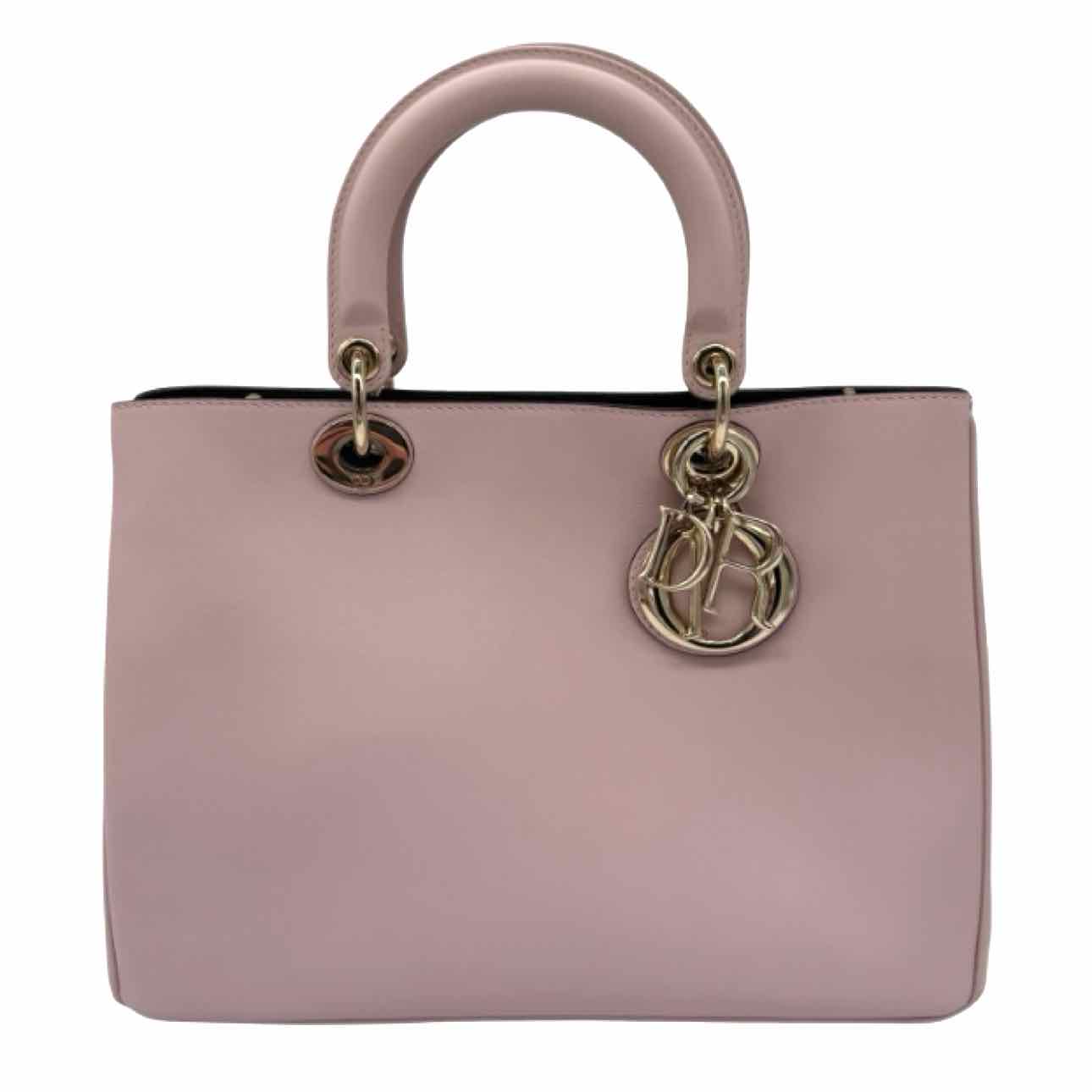 DIOR Calfskin Leather Medium Diorissimo Tote Bag Powder Pink