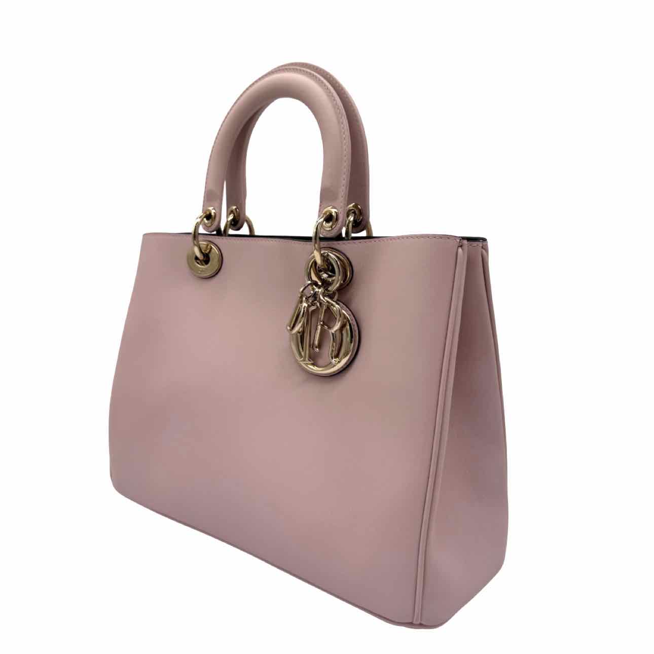 DIOR Calfskin Leather Medium Diorissimo Tote Bag Powder Pink