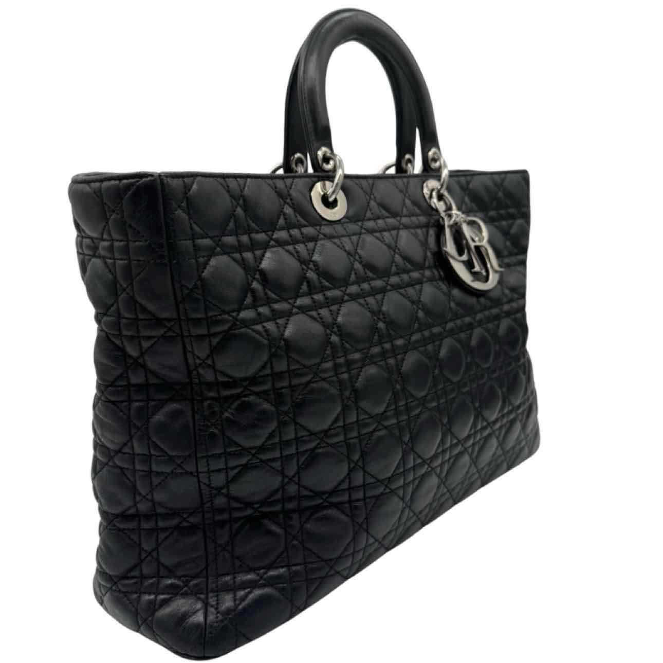 DIOR Cannage Lambskin Extra Large Lady Dior Tote Black