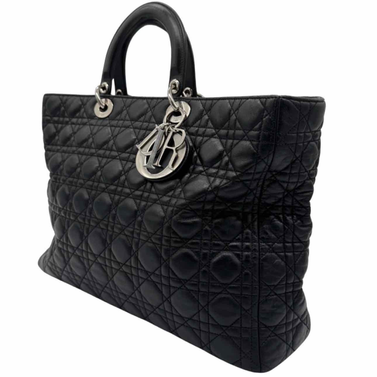 DIOR Cannage Lambskin Extra Large Lady Dior Tote Black