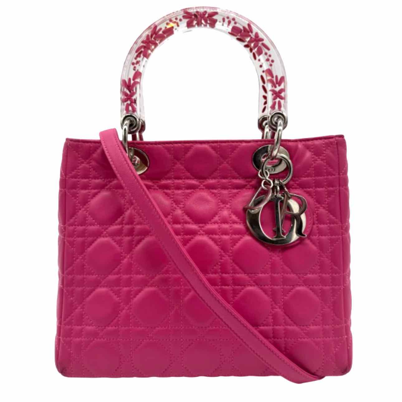 DIOR Cannage Lambskin Medium Lady Dior Tote Pink