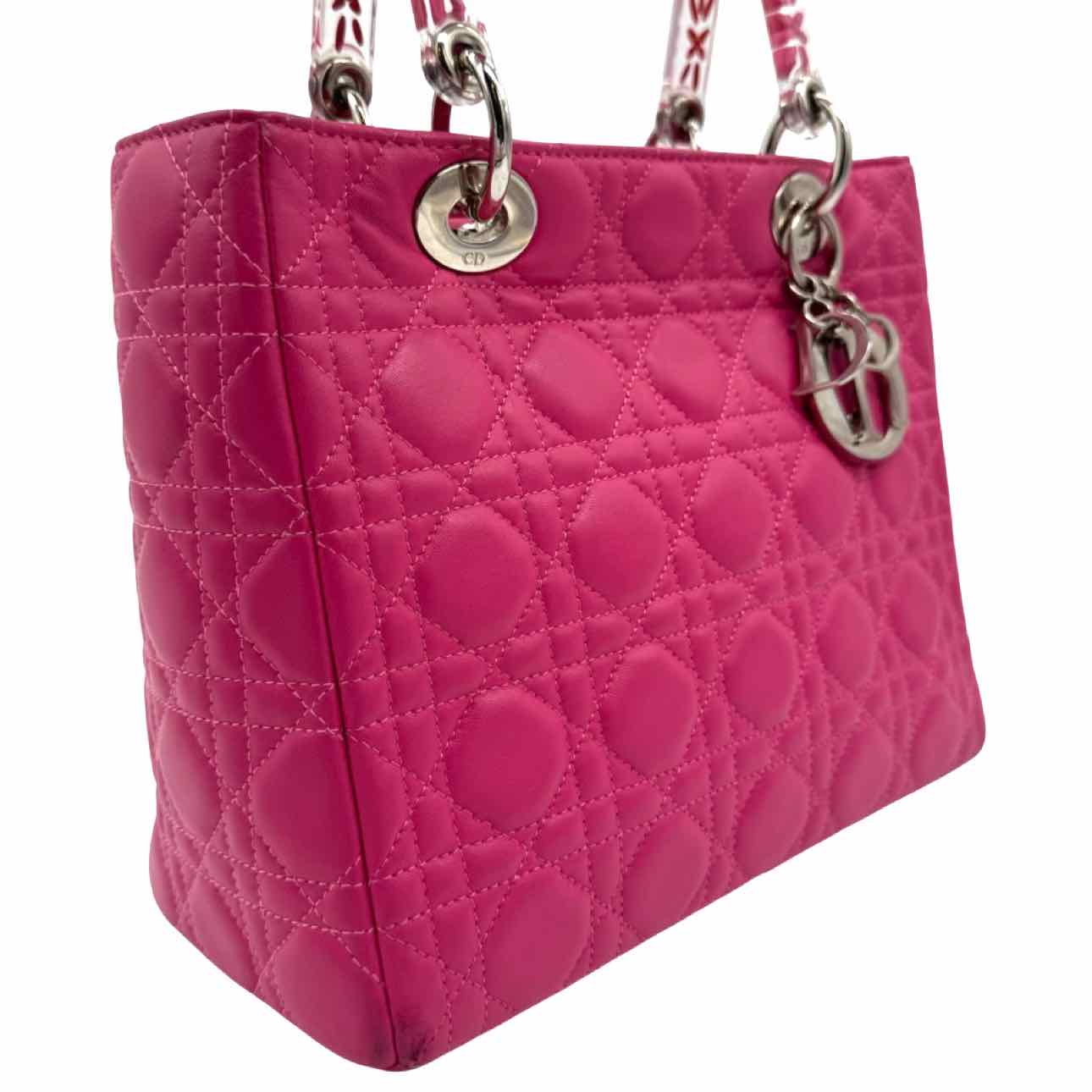 DIOR Cannage Lambskin Medium Lady Dior Tote Pink