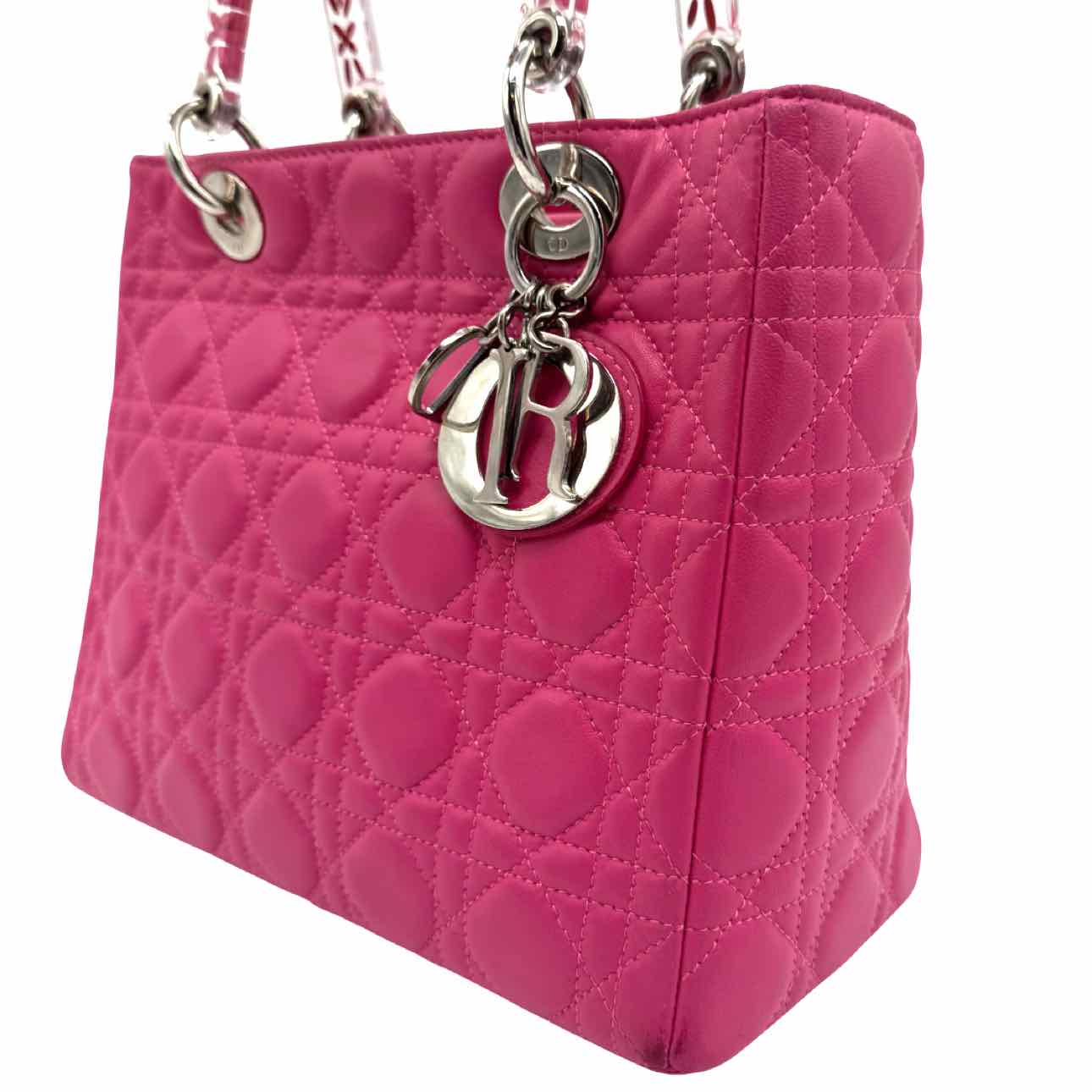 DIOR Cannage Lambskin Medium Lady Dior Tote Pink