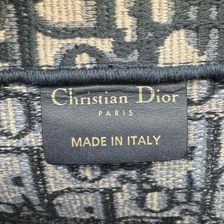 DIOR Canvas Oblique Medium Book Blue Tote Bag