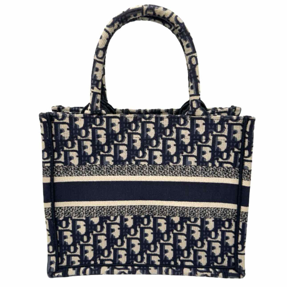 DIOR Oblique Canvas Small Book Tote Ecru and Blue