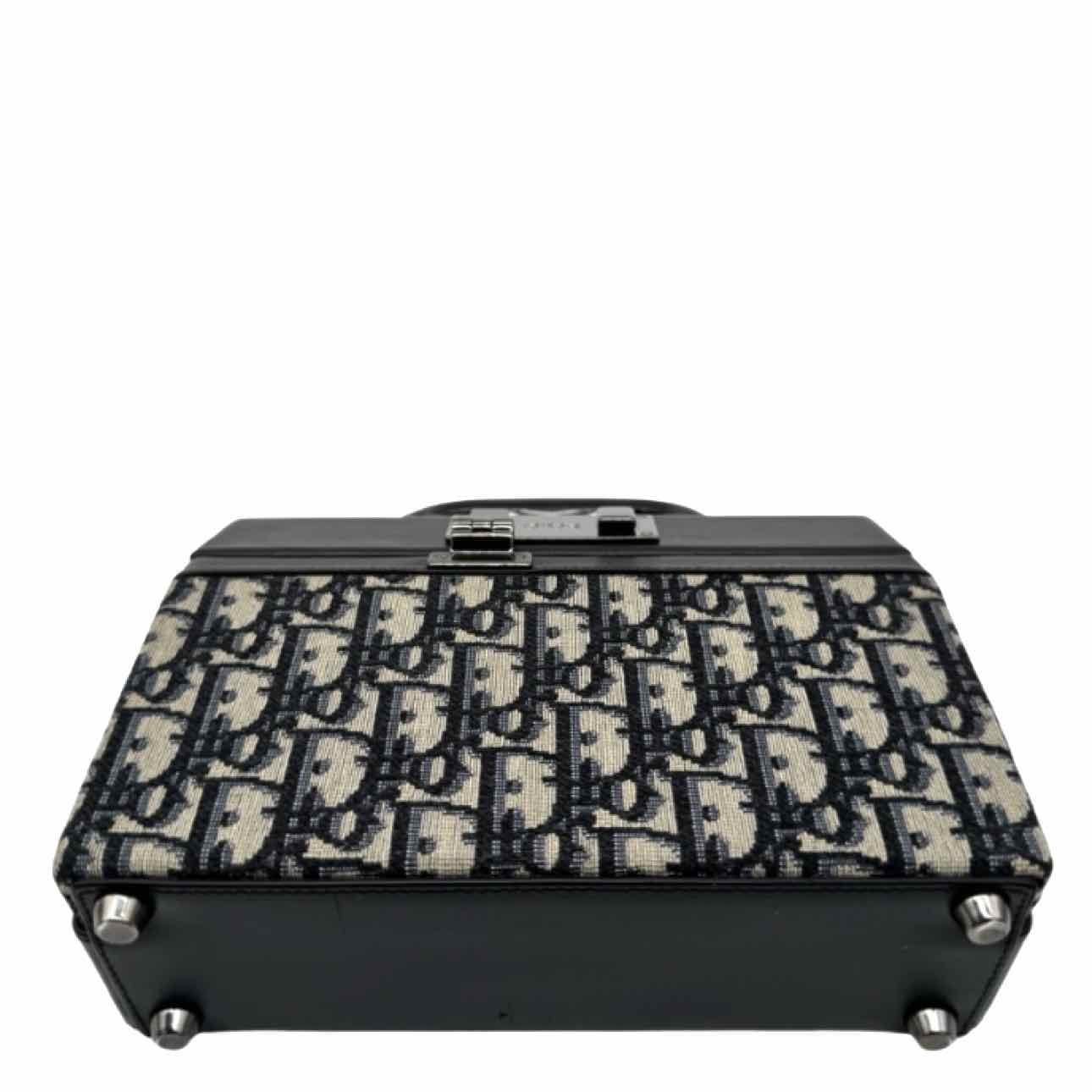 DIOR Oblique Jacquard Lock Handle Messenger Bag Navy/Black