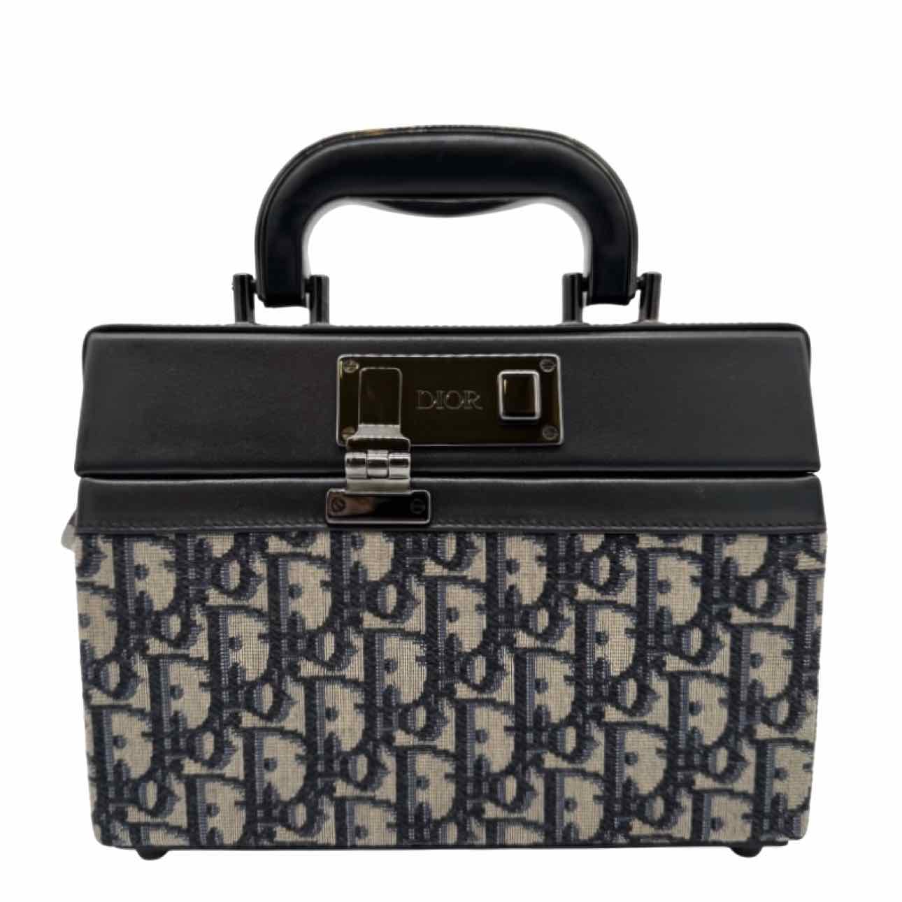 DIOR Oblique Jacquard Lock Handle Messenger Bag Navy/Black