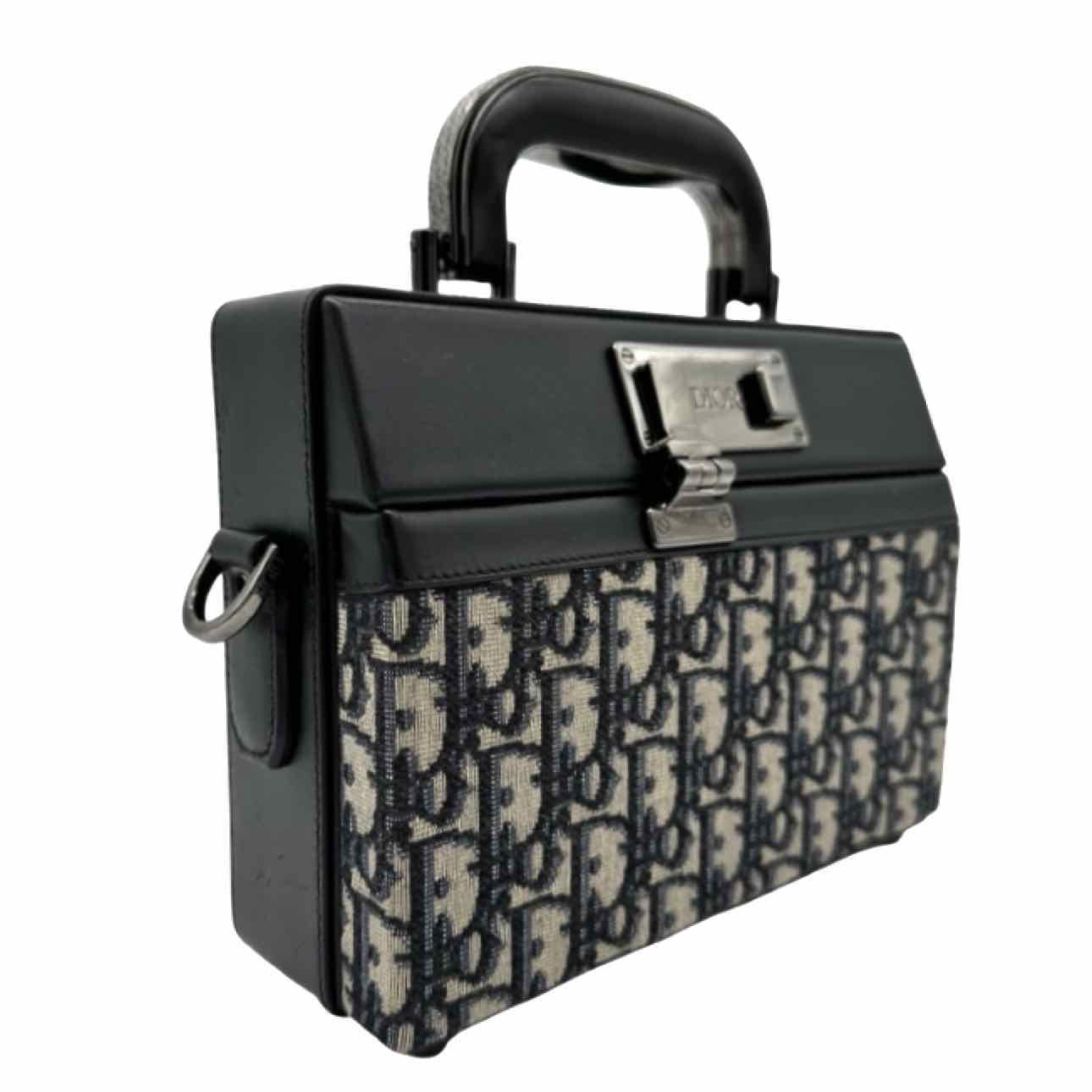 DIOR Oblique Jacquard Lock Handle Messenger Bag Navy/Black