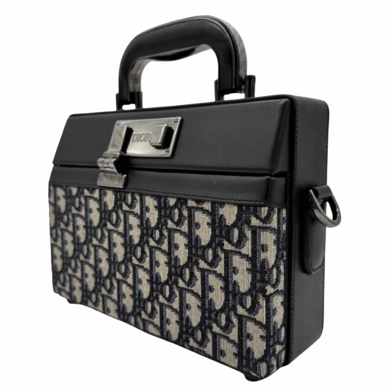 DIOR Oblique Jacquard Lock Handle Messenger Bag Navy/Black
